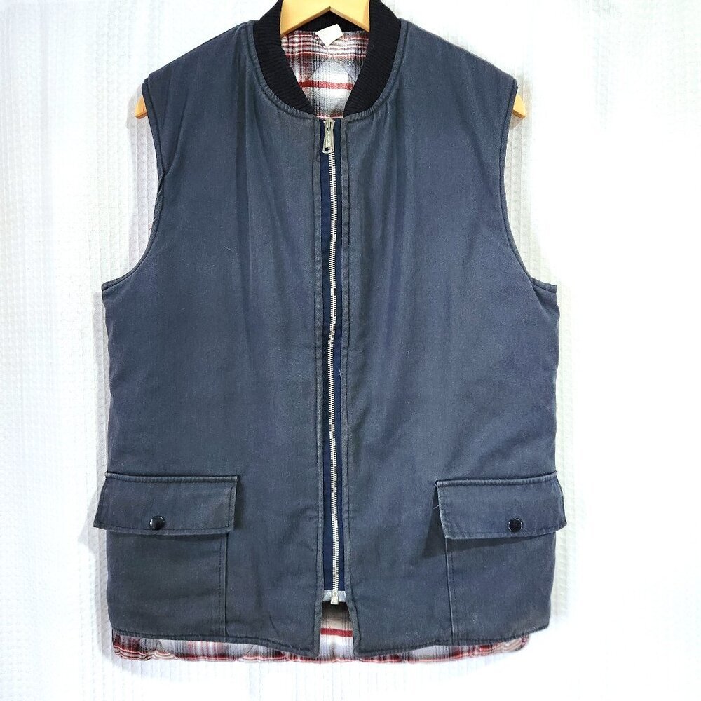 Vintage Sears Wearmaster Men’s Vest Blue Plaid Lined Utility Workwear 38-40